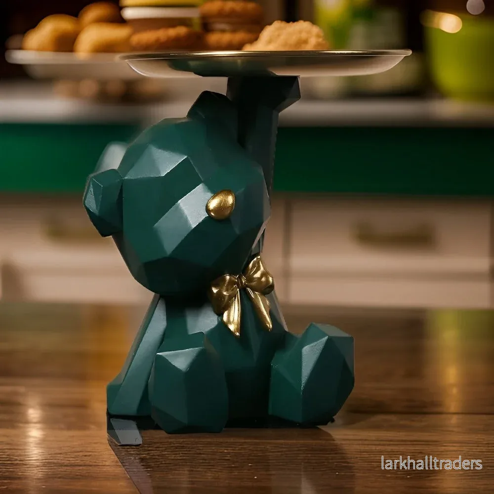 GeoBjörnen Bricka – Modern Geometrisk Björnskulptur med Förvaring - Bild 3