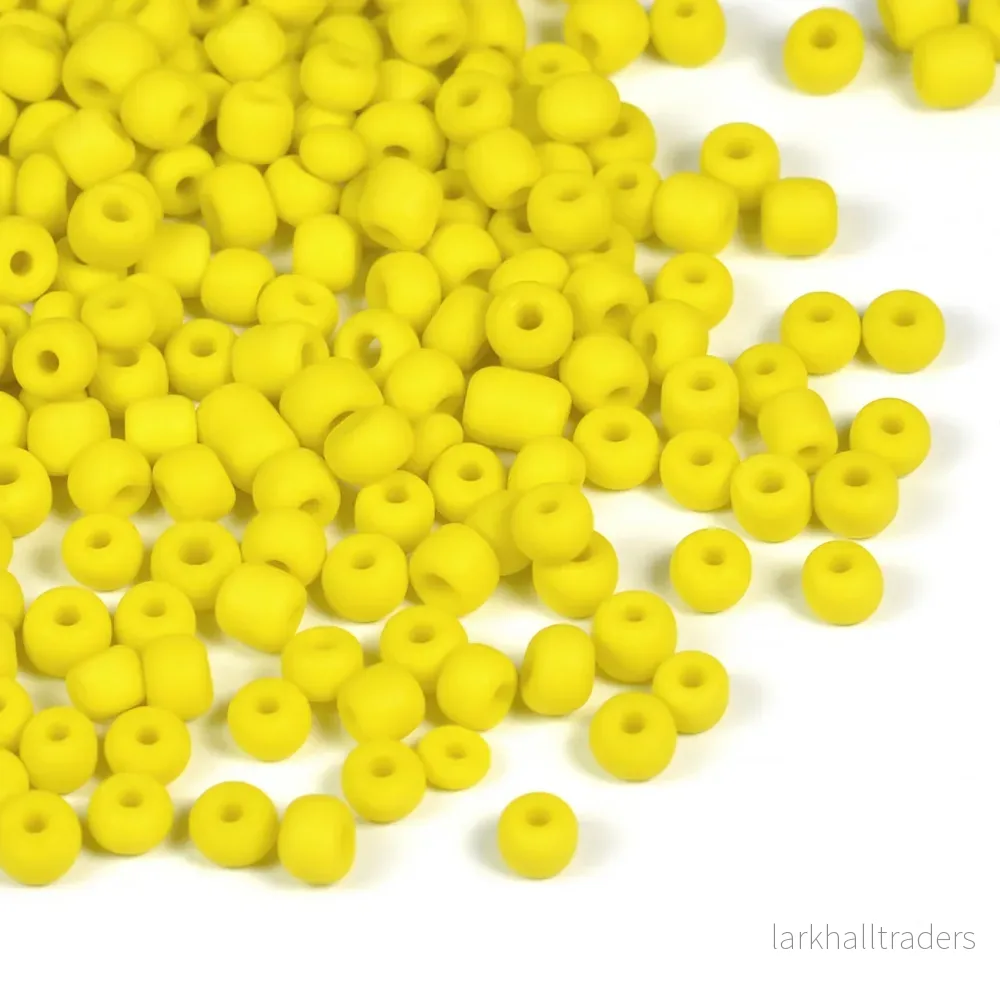 Seed Beads, 4mm, frostad gul, 30g Seed Beads, 4mm, frostad gul, 30g