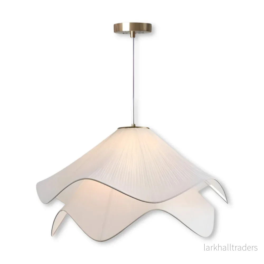 SatoriLume – Japandi Pendellampa i Blommig Tygdesign