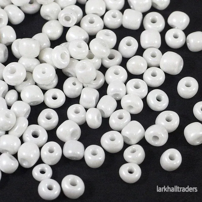 Seed Beads, 4mm, lustered vit, 30g