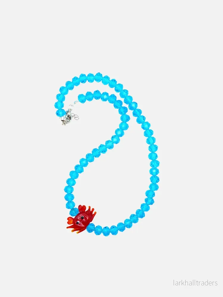 Red Crab & Blå Beads Halsband