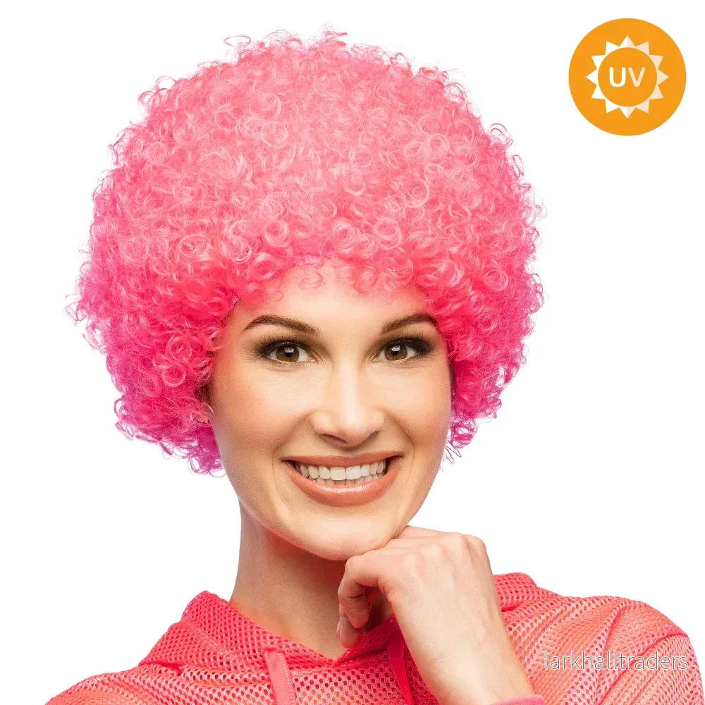 Peruk, curly neon rosa Peruk, curly neon rosa