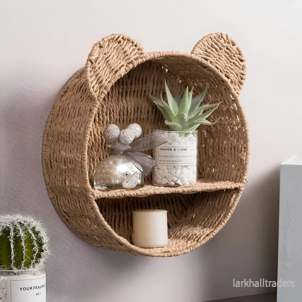 RattaZoo Shelf – Handgjord Djurformad Rattan Vägghylla - Bild 2
