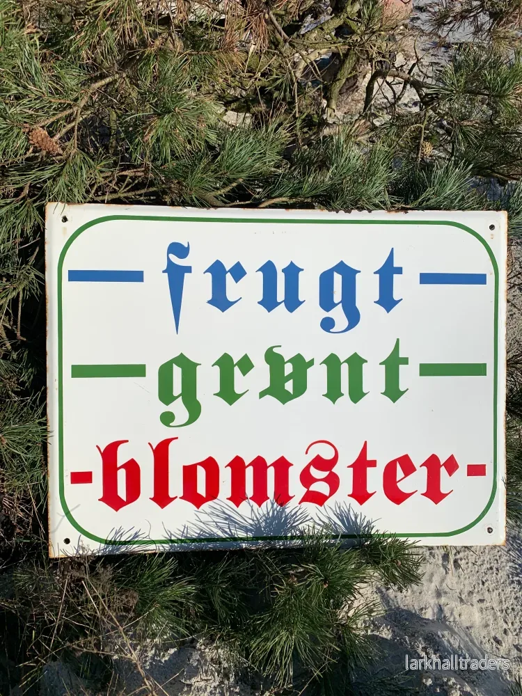 Stor emaljskylt - frukt, grönsaker och blommor