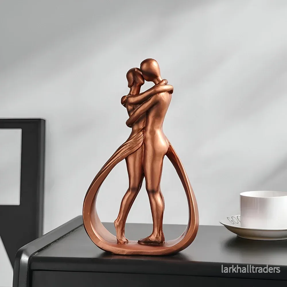 BronzEmbrace – Modern Kyssande & Kramande Kärleksfigur i Konstharts - Bild 3