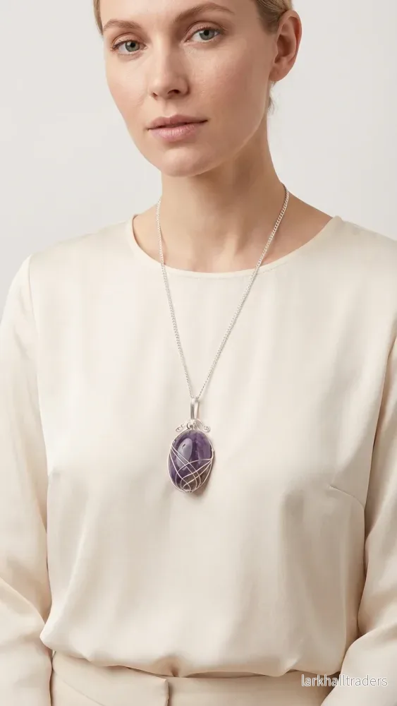 Halsband med ametist – swirltråd - Bild 3