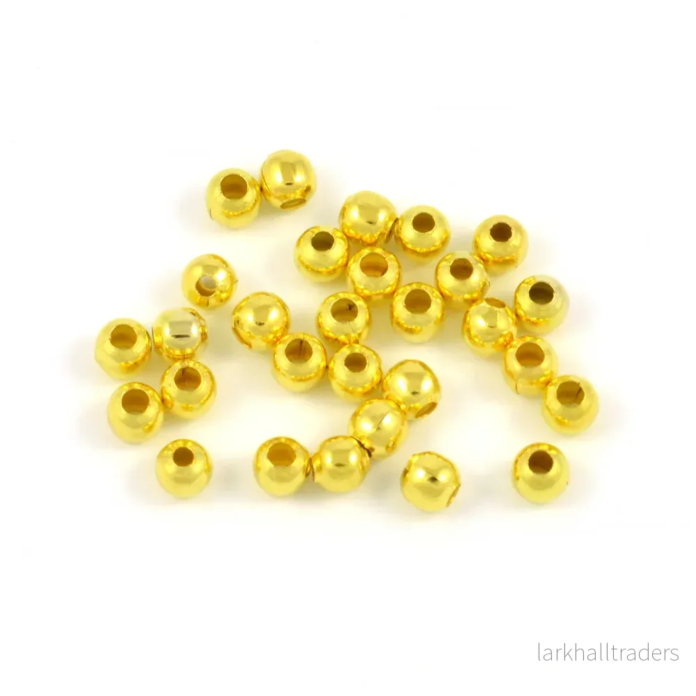 Runda metallpärlor, guld, 4mm, 100st