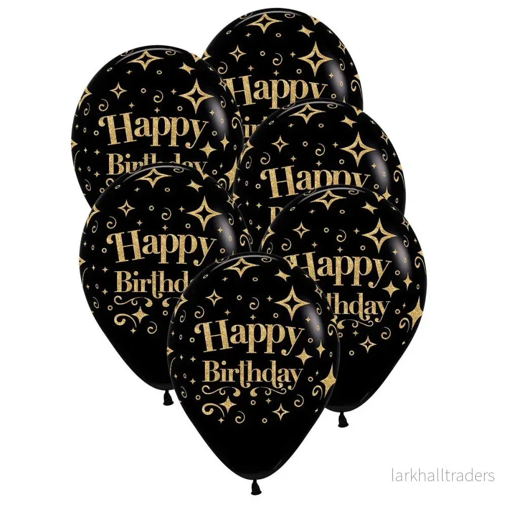 Ballonger, happy birthday svart 6 st Ballonger, happy birthday svart 6 st