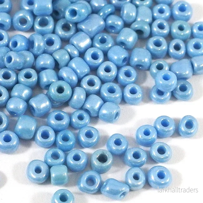 Seed Beads, 4mm, lustered ljusblå, 30g Seed Beads, 4mm, lustered ljusblå, 30g