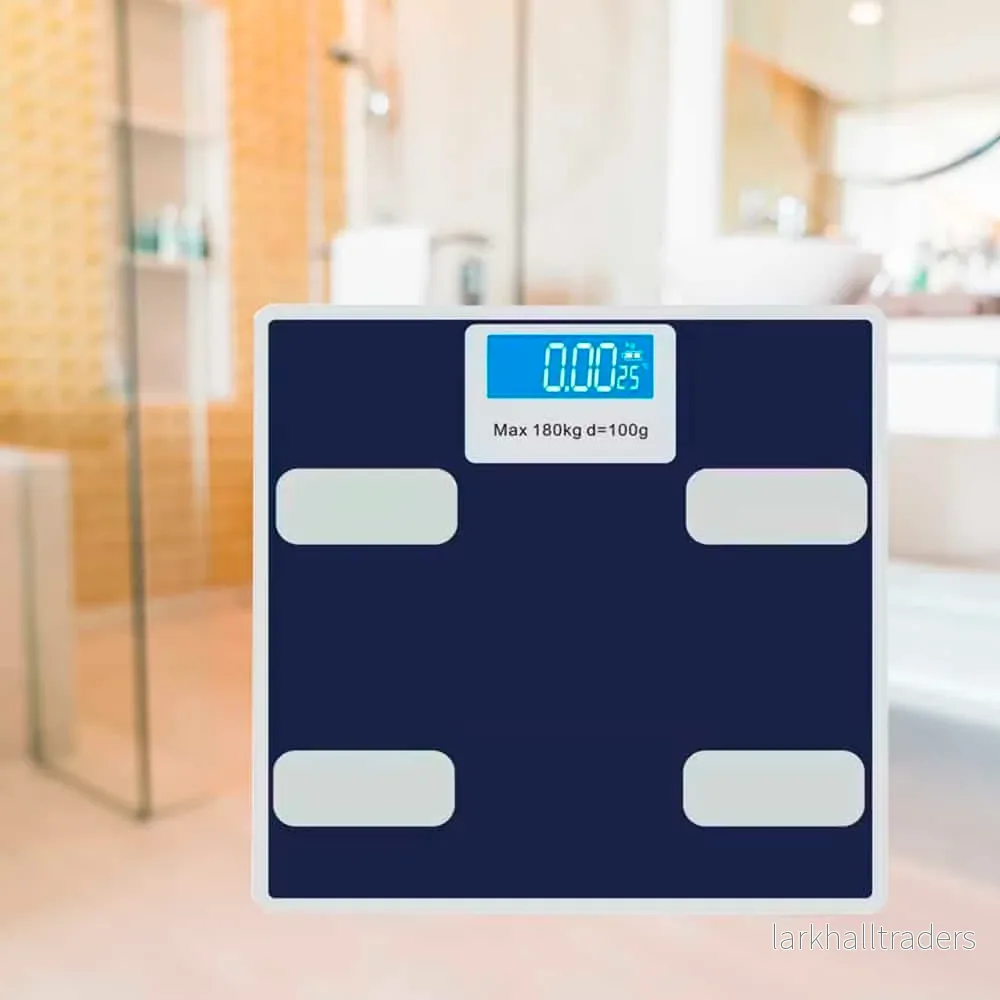 Badrumsvåg som mäter BMI, kroppsvikt, kroppsfett, kroppsvätska, muskelmassa m.m. (med härdad glassplattform) Badrumsvåg som mäter BMI, kroppsvikt, kroppsfett, kroppsvätska, muskelmassa m.m. (med härdad glassplattform)