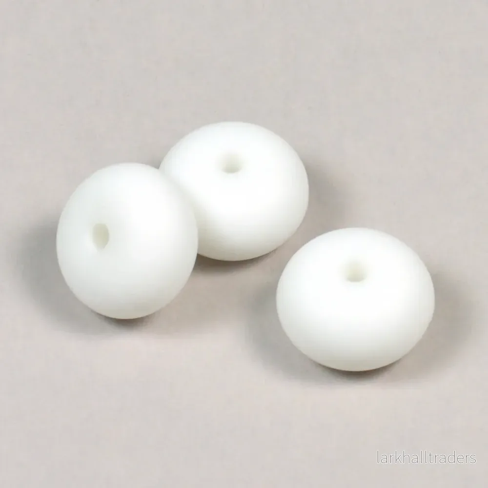 Abacus silikonpärlor, vit, 3st