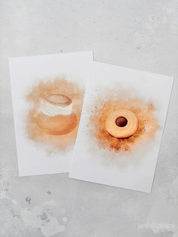 Swedish Fika Art printuppsättning: 5 illustrerade Fika-kort - Bild 3