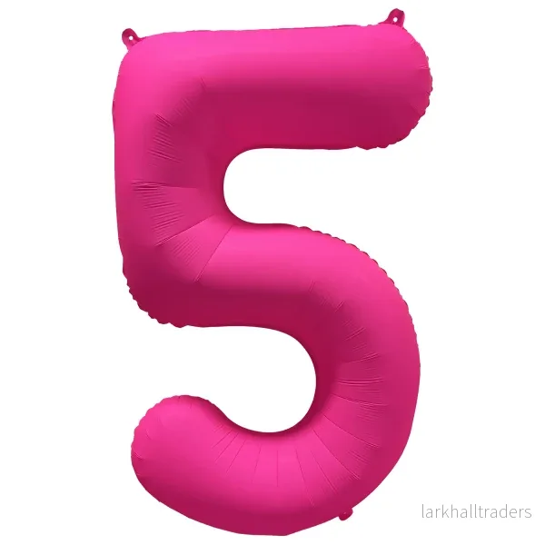 Folieballong siffra, 5 neon rosa 86 cm Folieballong siffra, 5 neon rosa 86 cm