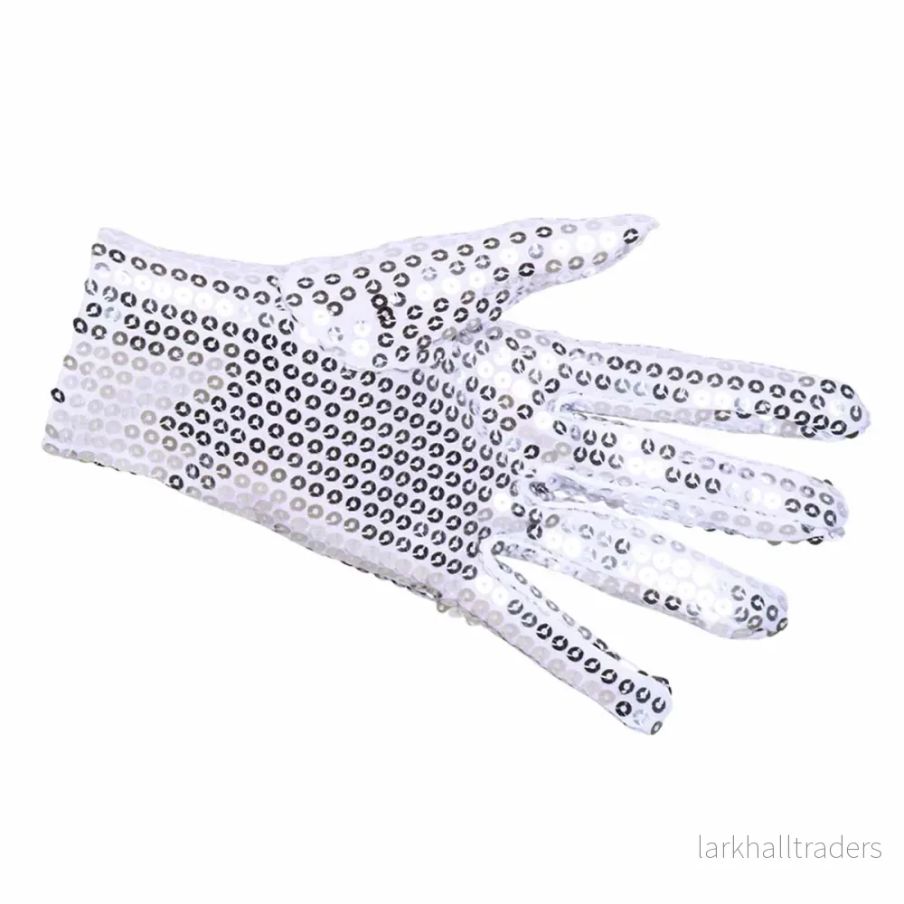 Handskar, silver med paljetter - Bild 3