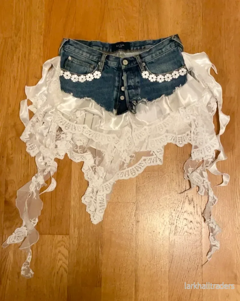 Liten Kjol Denim & Vit spets - Bild 2