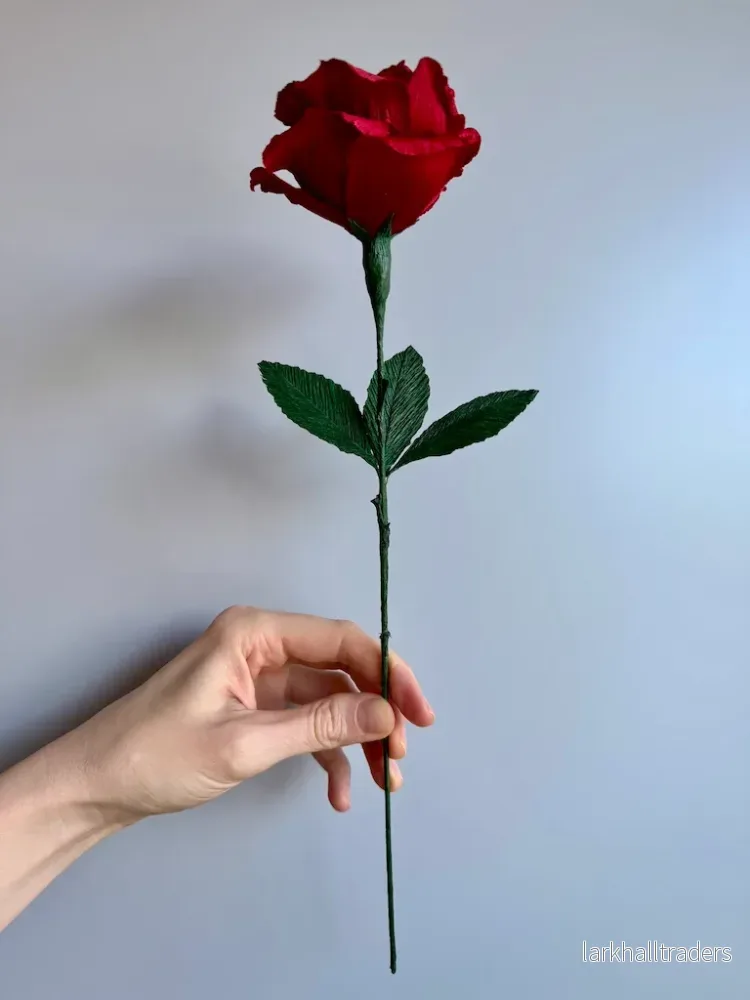 Burgundy röd Valentine Paper rose #2 - Bild 2