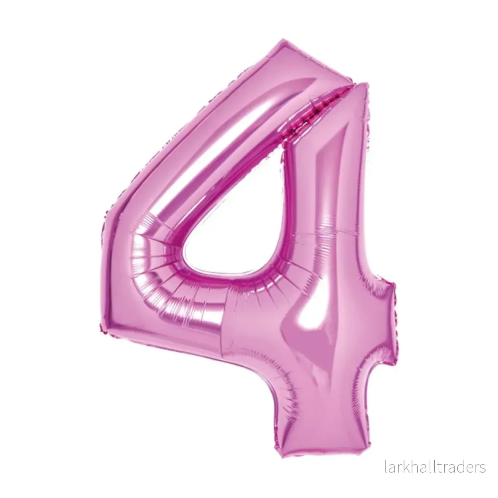 Folieballong, siffra 4 rosa 66 cm Folieballong, siffra 4 rosa 66 cm