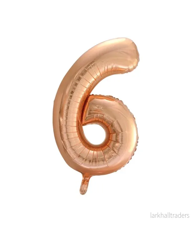 Folieballong, siffra 6 roséguld 86 cm Folieballong, siffra 6 roséguld 86 cm