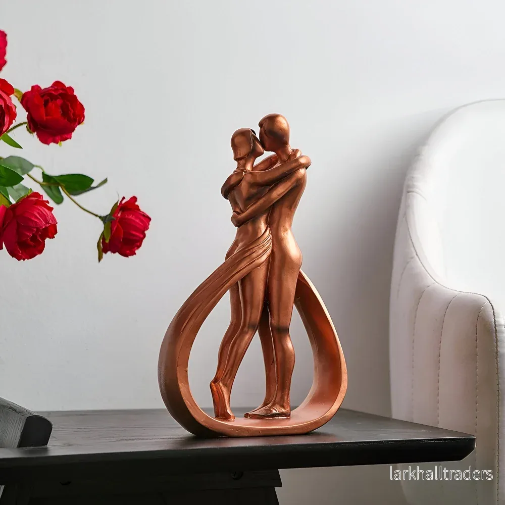 BronzEmbrace – Modern Kyssande & Kramande Kärleksfigur i Konstharts - Bild 2