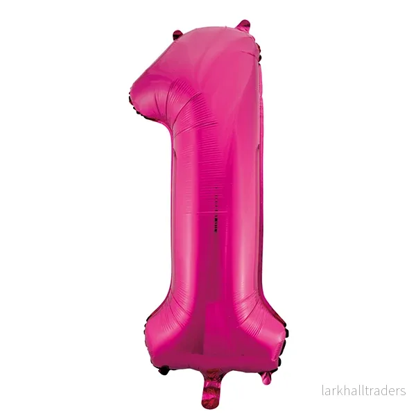 Folieballong, siffra 1 rosa 86 cm Folieballong, siffra 1 rosa 86 cm