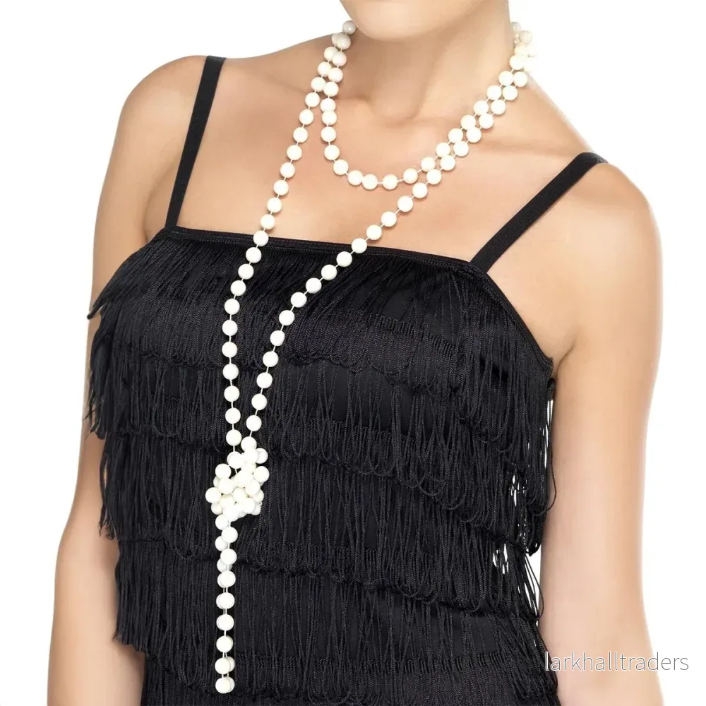 Pärlhalsband, vit 180 cm Pärlhalsband, vit 180 cm