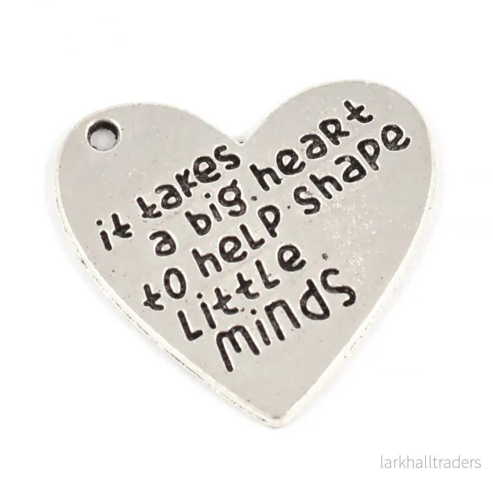 Berlock, hjärta "it takes a big heart...", antiksilver, 29x27mm, 2st