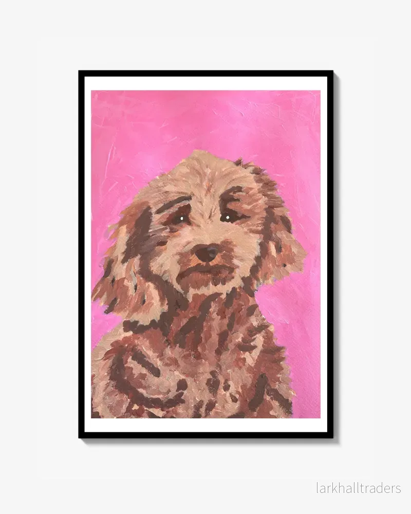 Pudelporträtt Rosa Poster