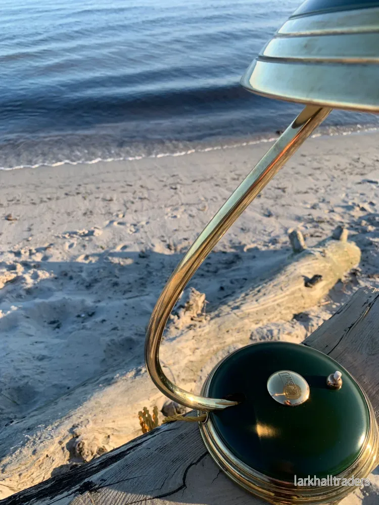 Helo vintage lampa - Grön/mässing - Bild 3