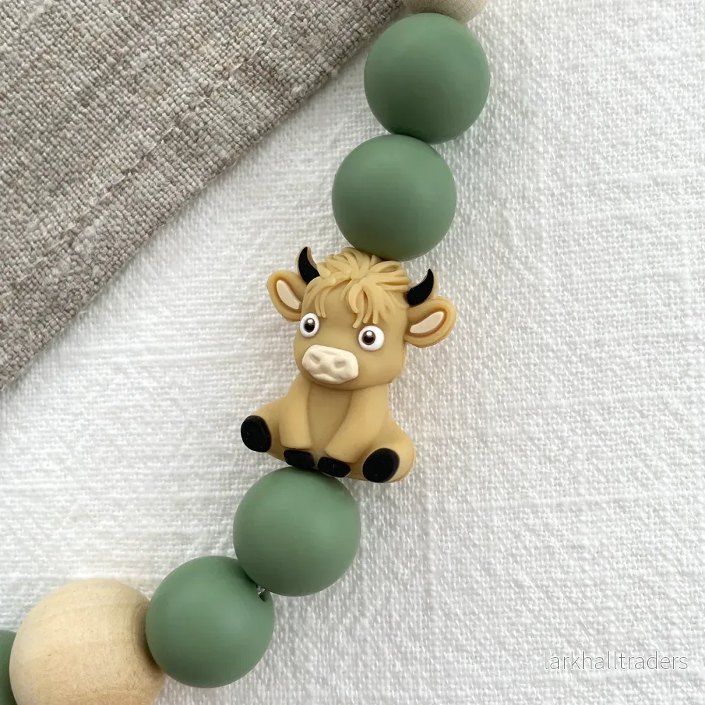 Motivpärla i silikon, 3D highland cow - Bild 3