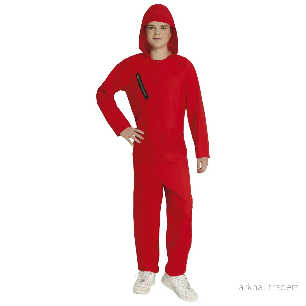 Tonårsdräkt, röd overall med huva 14-16 år (168 cm) Tonårsdräkt, röd overall med huva 14-16 år (168 cm)