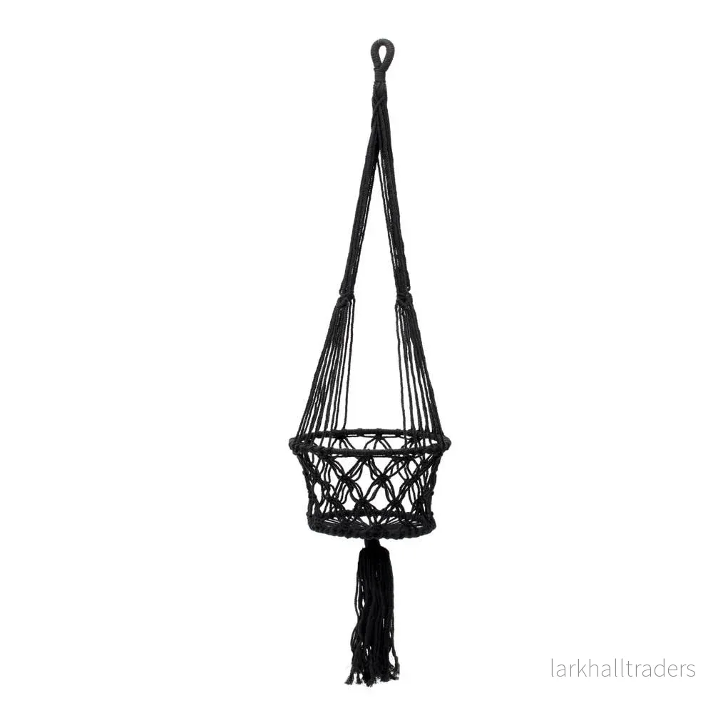 Macrame Växthållare – Svart – L Macrame Växthållare – Svart – L