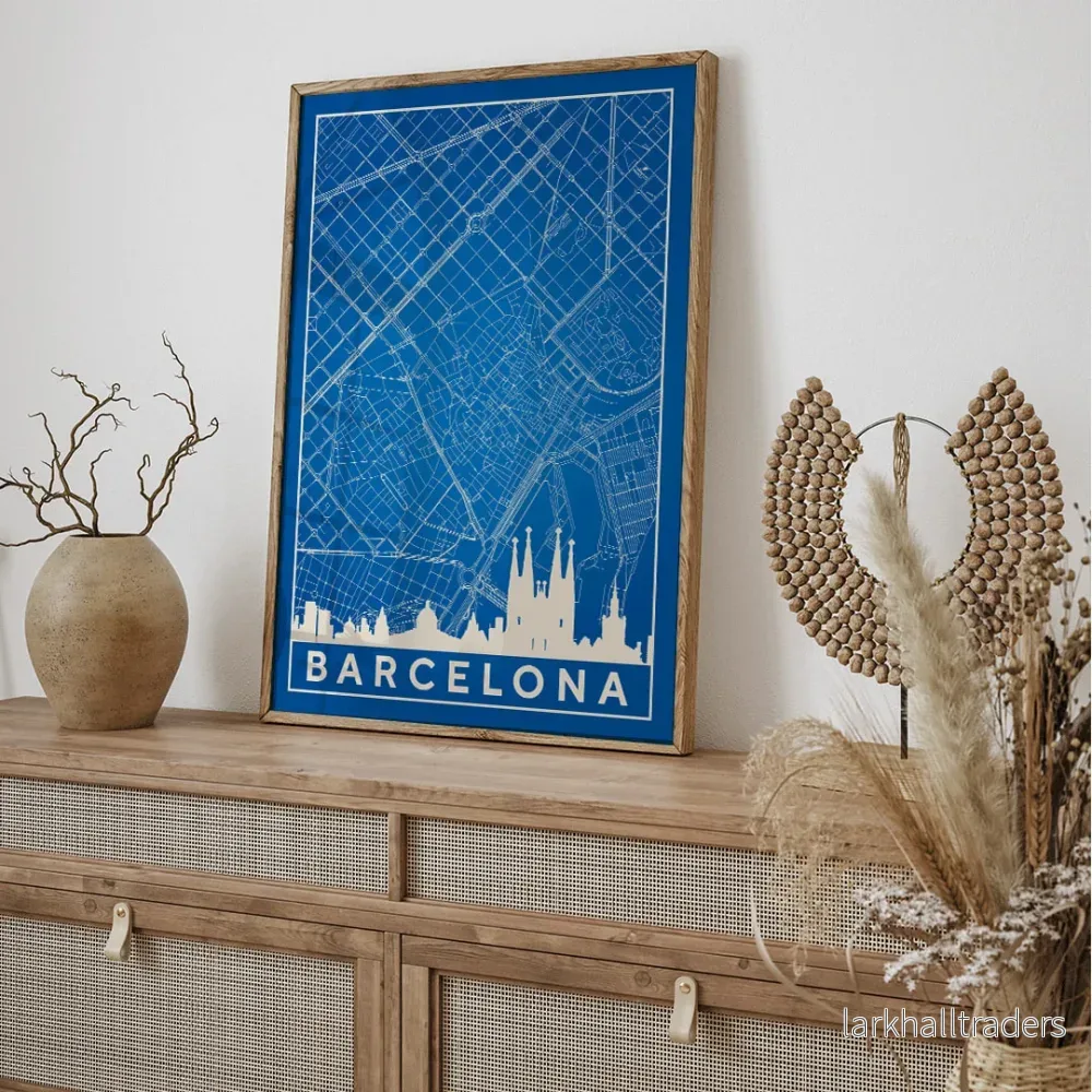 Karta över Barcelona 2 Poster