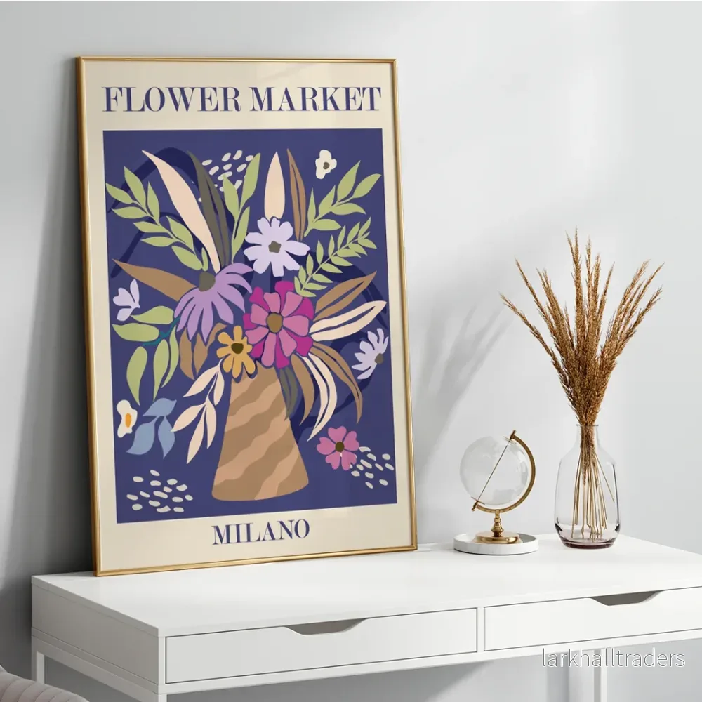 Blomstermarknad i Milano Poster