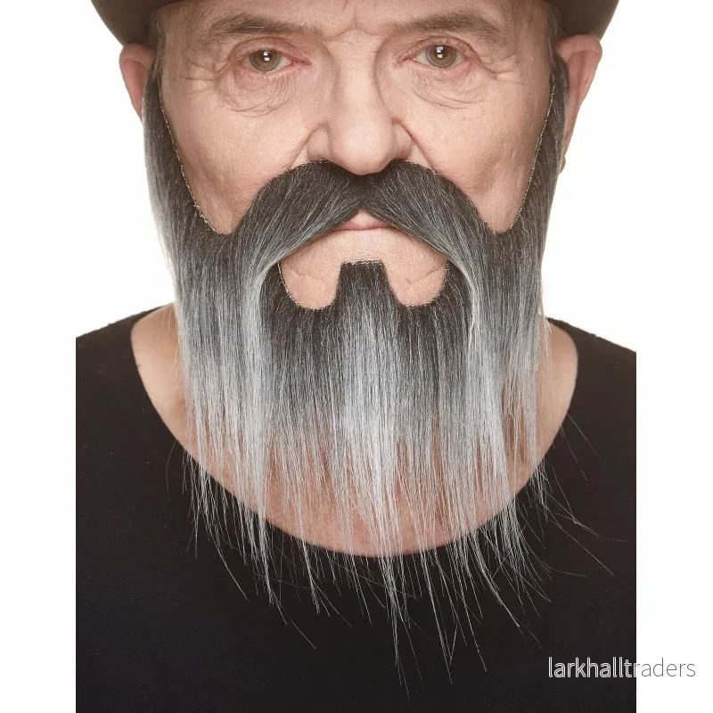 Mustasch med skägg, western svart/vit