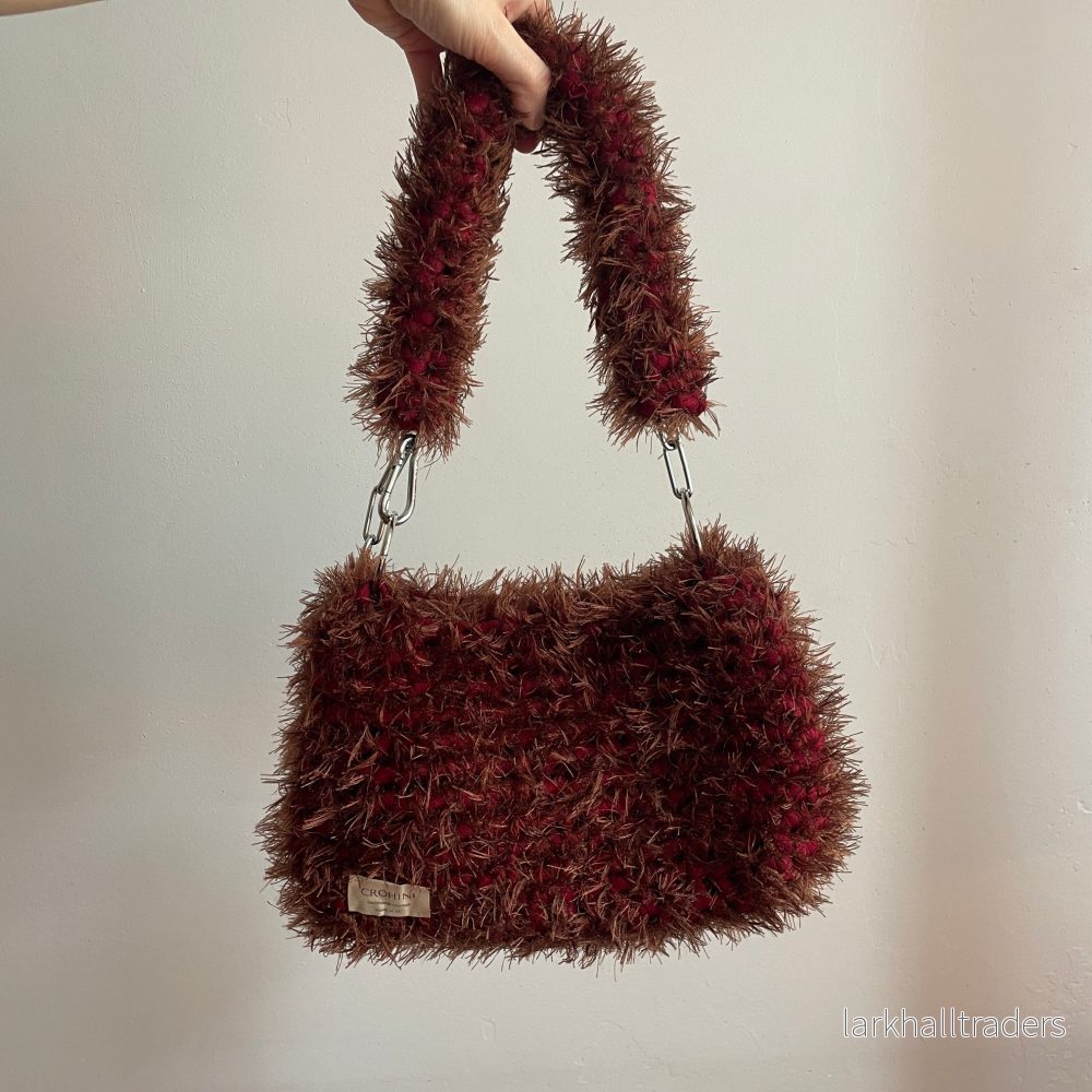 Fluffig Burgundy JOE Virkad Väska Fluffig Burgundy JOE Virkad Väska