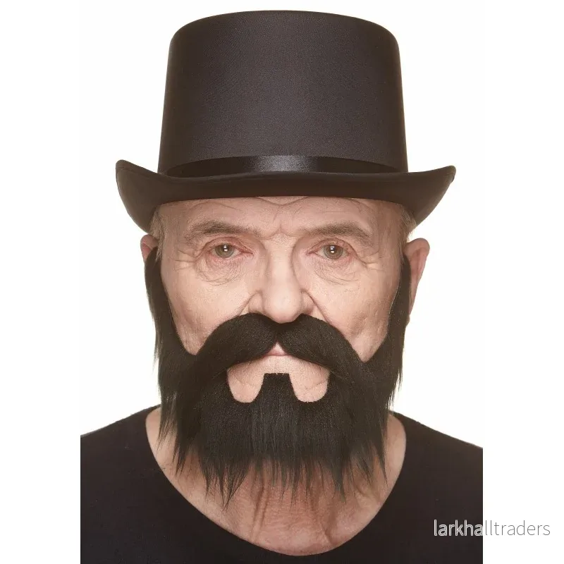 Mustasch med skägg, western svart