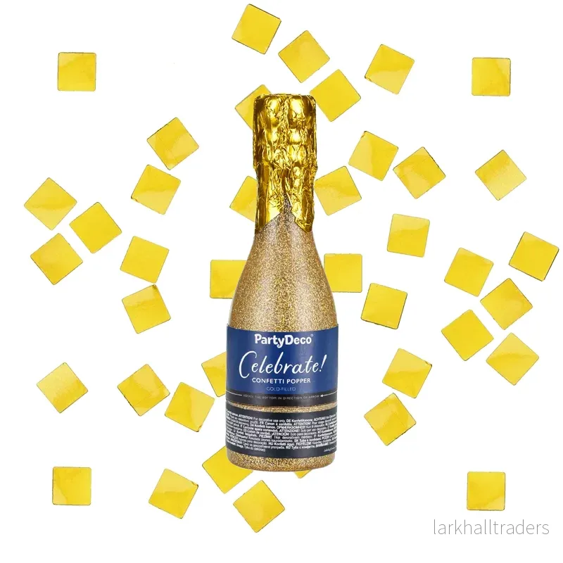 Konfettibomb, champagneflaska guld metallic 20,5 cm Konfettibomb, champagneflaska guld metallic 20,5 cm