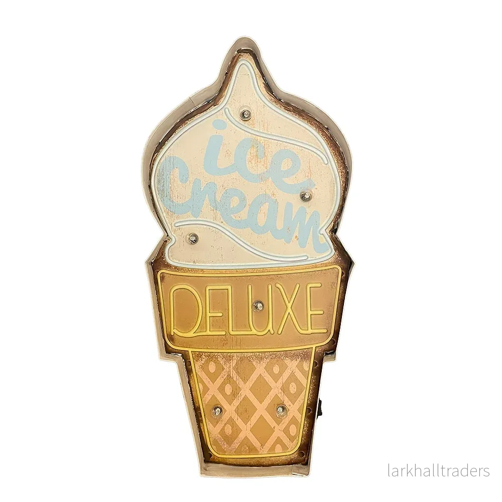 Retroskylt ICE CREAM DELUXE med ljus