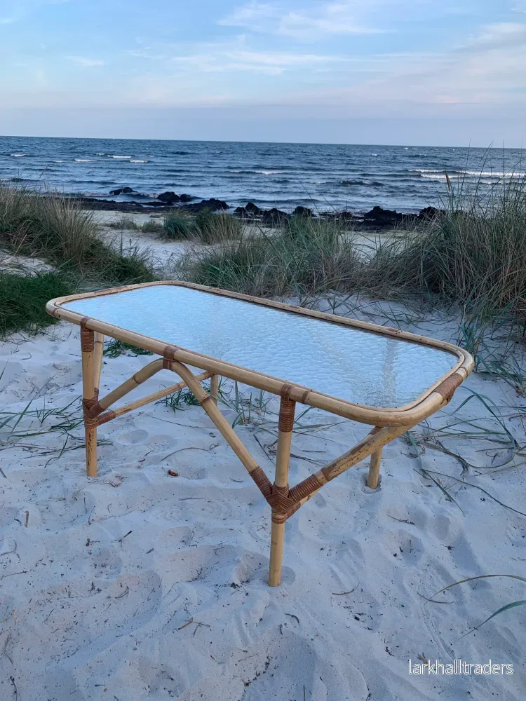 Bambusbord med glasplade - Bild 3