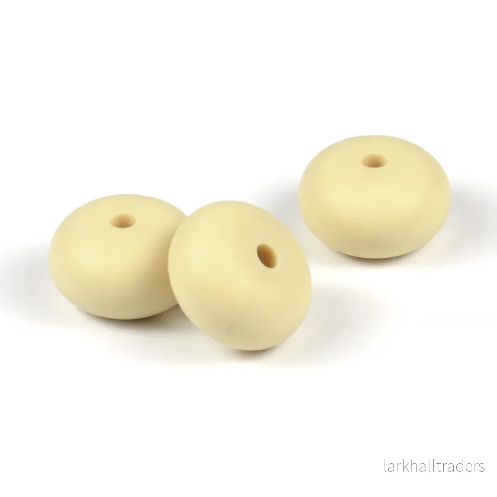 Abacus silikonpärlor, beige, 3st