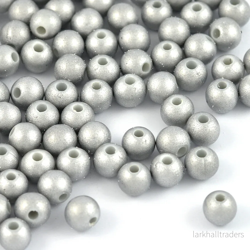 Mattglänsande akrylpärlor, silver, 6mm, 250st Mattglänsande akrylpärlor, silver, 6mm, 250st