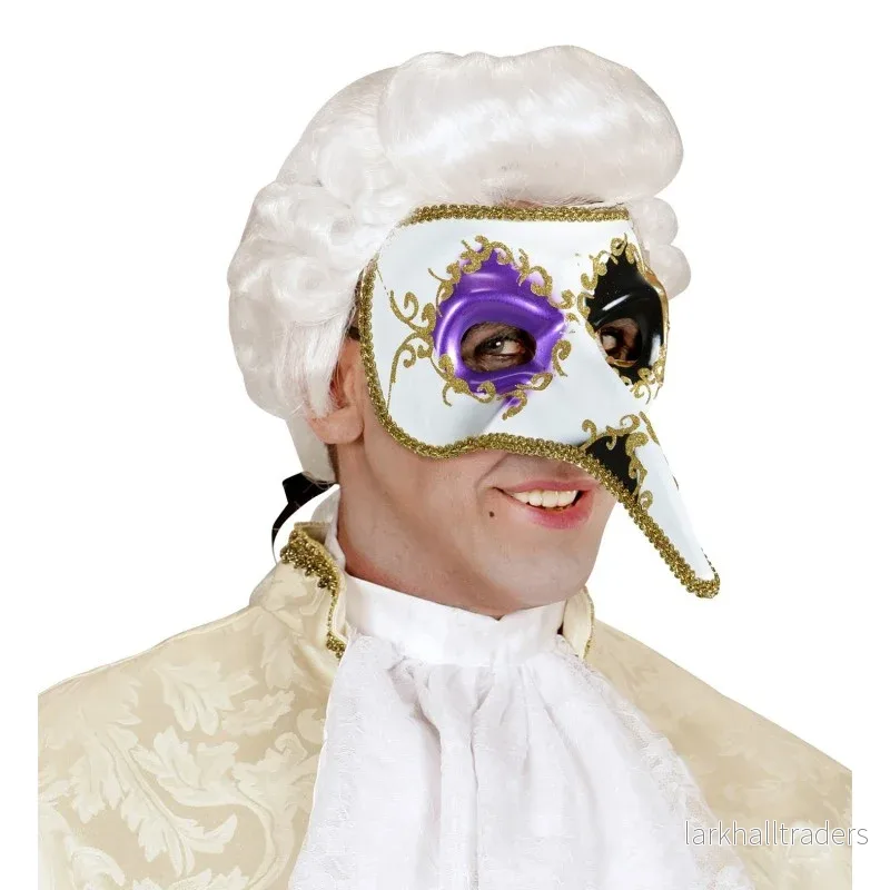 Venetiansk mask, vit/lila/svart Venetiansk mask, vit/lila/svart