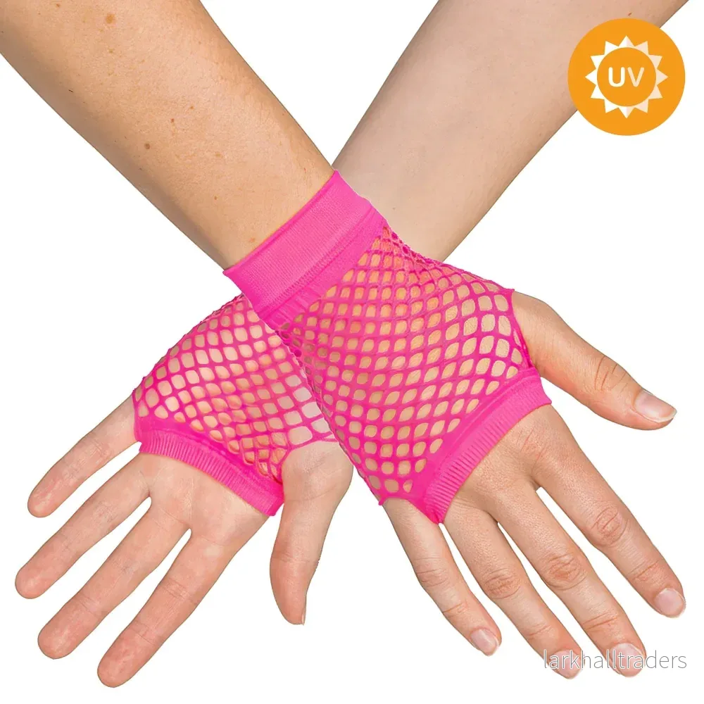 Näthandskar, neon rosa korta 80-tal Näthandskar, neon rosa korta 80-tal