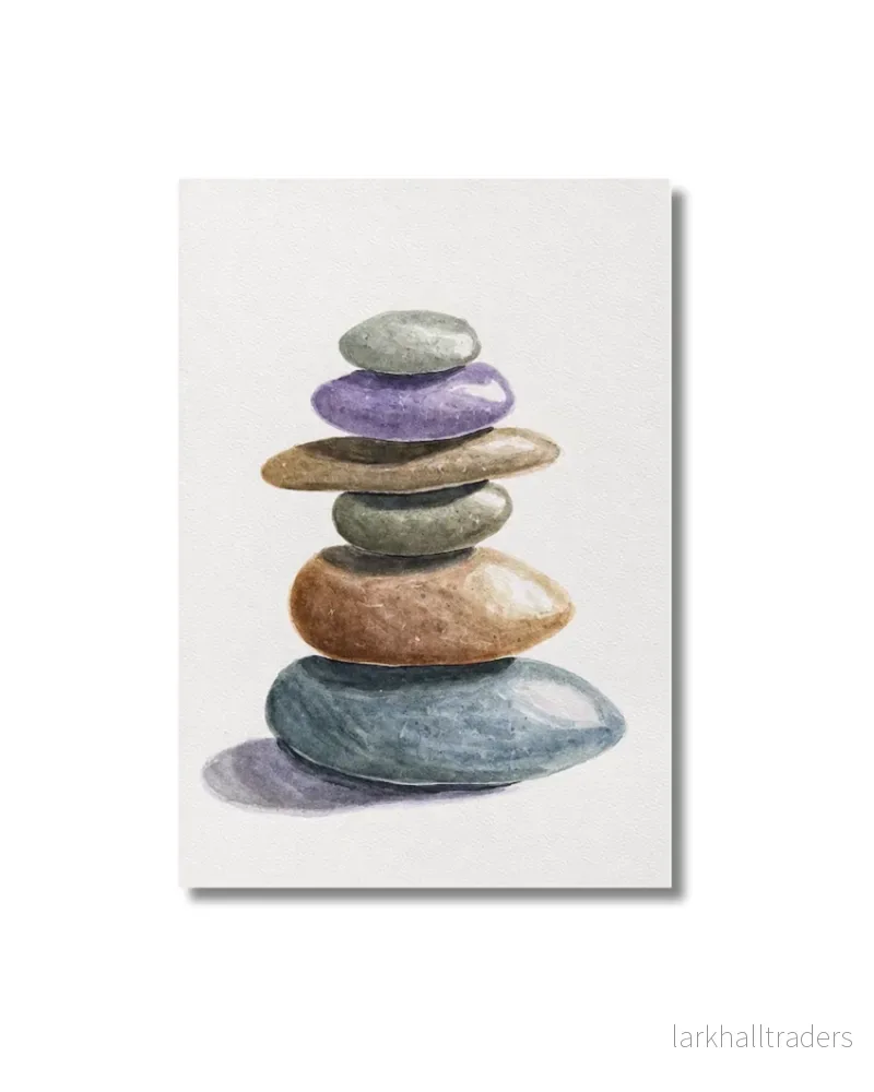 Zen Stones Akvarellmålning Original