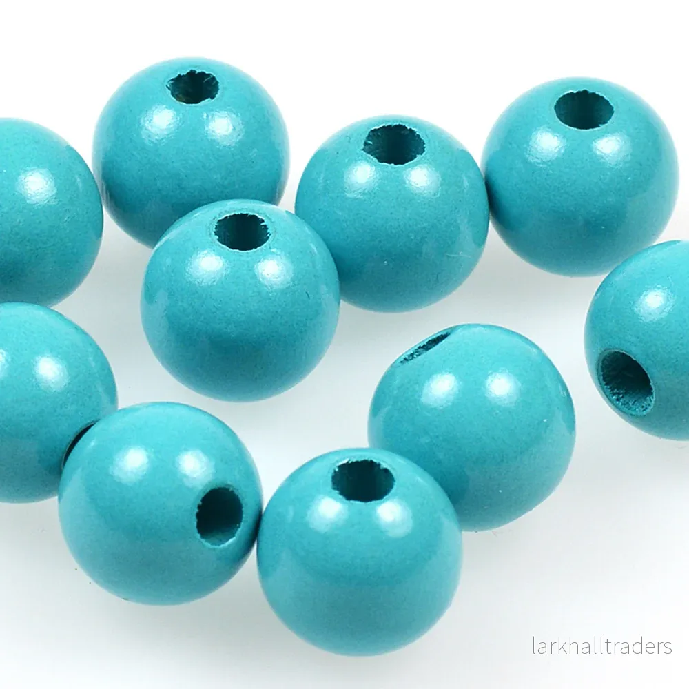 Träpärlor, 15mm, turkos, 20st Träpärlor, 15mm, turkos, 20st