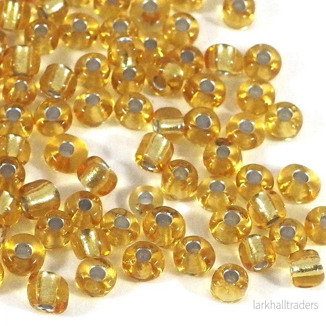 Seed Beads, 4mm, silverlined guld, 30g