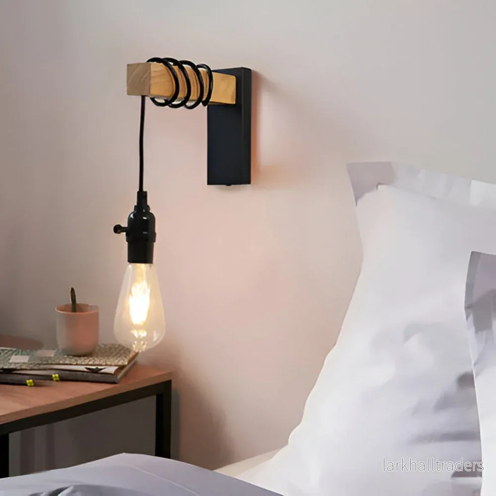 WoodLume – Naturlig Trä Vägglampa | Minimalistisk Rustik LED Väggbelysning i Ek & Metall - Bild 2