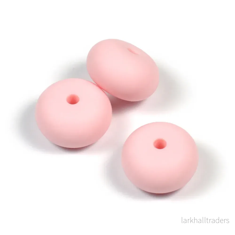 Abacus silikonpärlor, puderrosa, 3st Abacus silikonpärlor, puderrosa, 3st