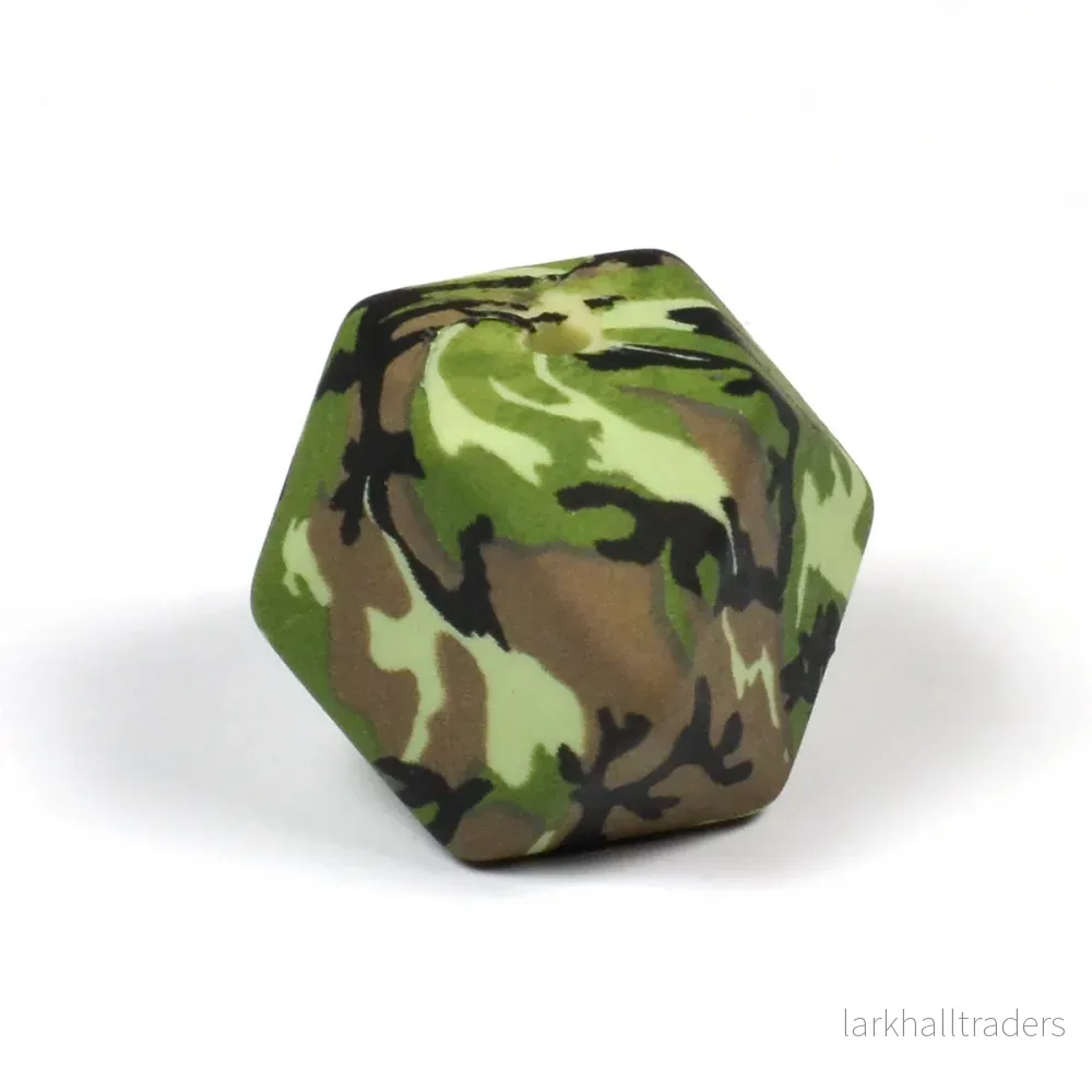 Kantig silikonpärla, camouflage, 18mm Kantig silikonpärla, camouflage, 18mm