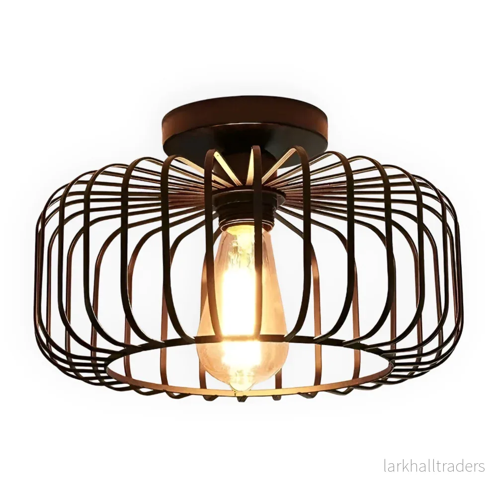 CageLume – Svart Fågelbur Taklampa i Modern Industriell Design
